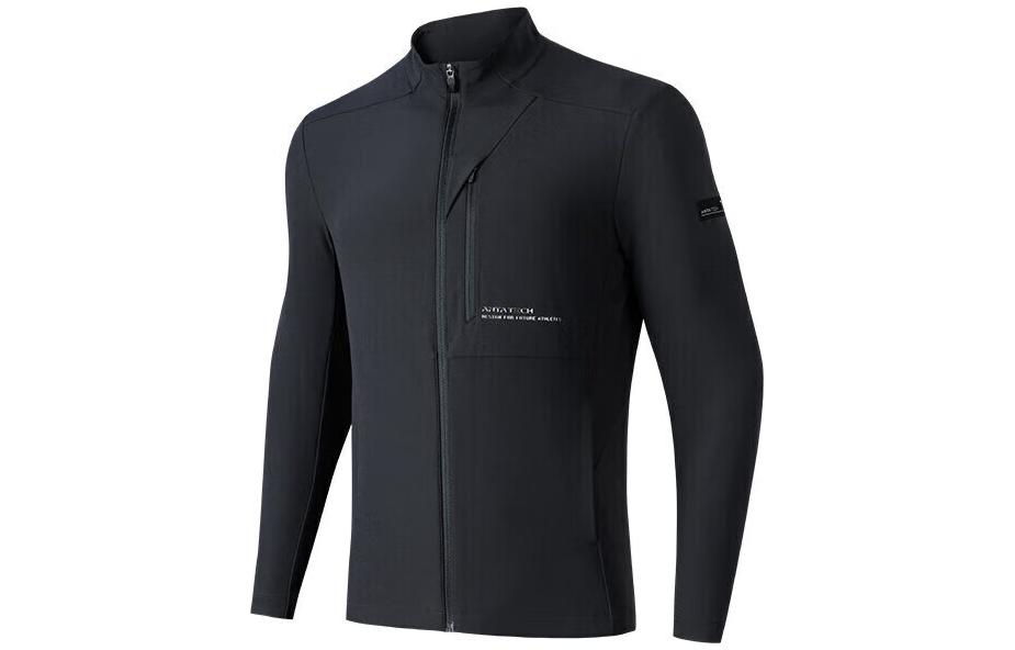 Anta Training Series Logo Printed Black Zip Hoodie Jacket for Men 152317628-3