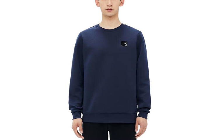 Anta Training Series Logo Printed Pullover Sweatshirt - Midnight Blue 152347742-2