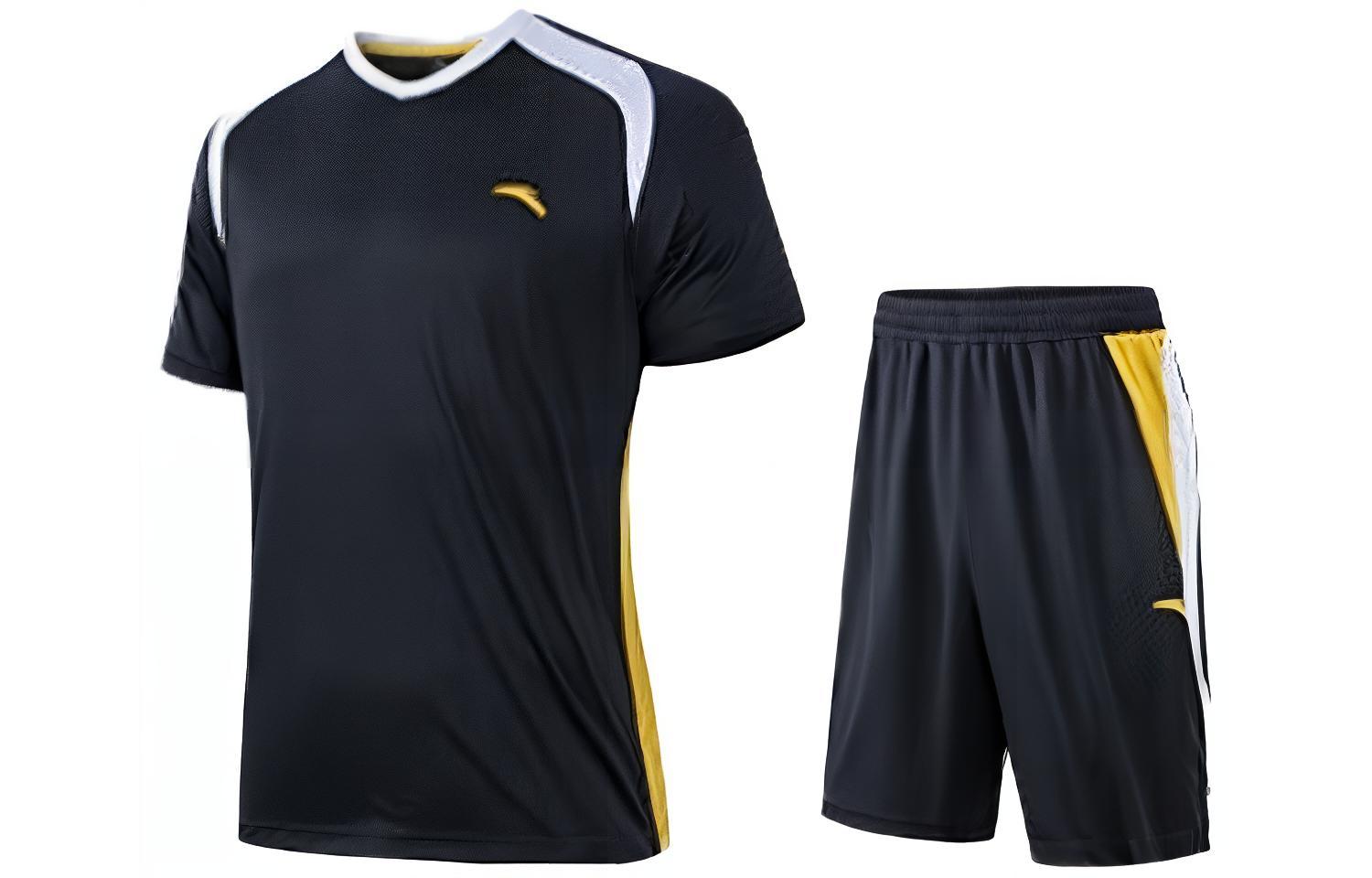 Anta Training Series Loose Fit Breathable Soccer Tracksuit Basic Black 952327203-2