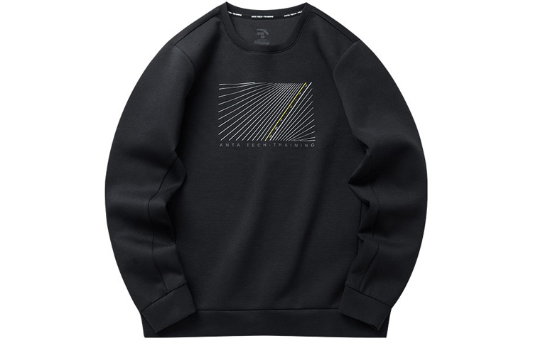 Anta Training Series Loose Fit Graphic Pullover Sweatshirt - Black 152217737-3
