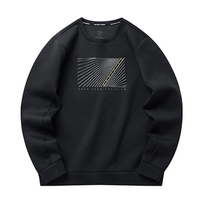 Anta Training Series Loose Fit Graphic Pullover Sweatshirt - Black 152217737-3