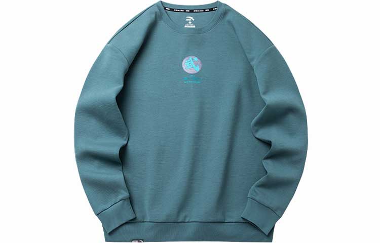 Anta Training Series Martial Arts Green Crewneck Sweatshirt Stone Cyan 952217707-3