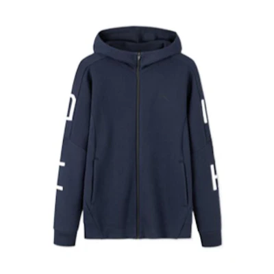 Anta Training Series Navy Blue Striped Zip-Up Fleece Sweatshirt for Men 152237720-3