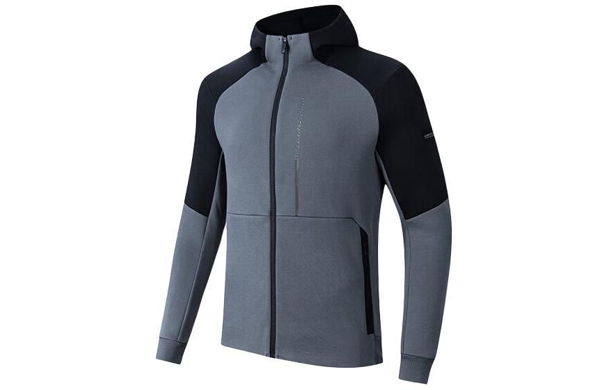 Anta Training Series Patchwork Letter Hoodie Jacket - Basic Black/Grey 152417705-4