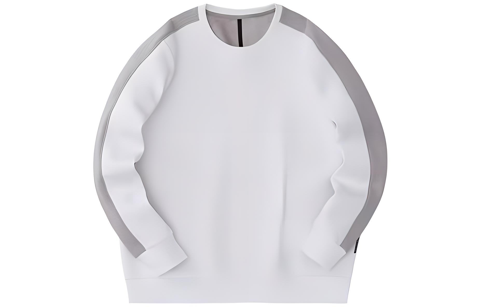 Anta Training Series Patchwork Pullover Fleece Sweatshirt Pure White 152347725-1