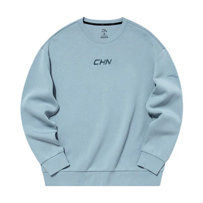 Anta Training Series Pullover Sweatshirt Unisex - Wall Gray with Printed Design 952137741-5