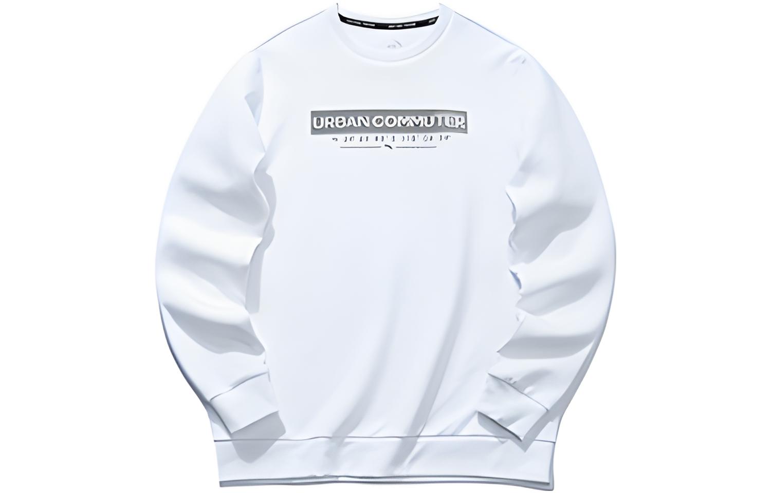 Anta Training Series Pure Logo Print Pullover Crewneck Sweatshirt White 152117721-1