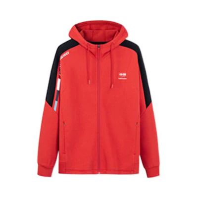 Anta Training Series Red Logo Patch Hoodie for Men with Zipper & Drawstring 952237718-2