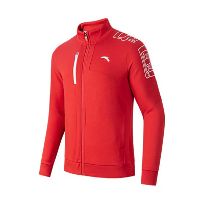 Anta Training Series Red Logo Zip-Up Fleece Jacket for Men 152247720-2