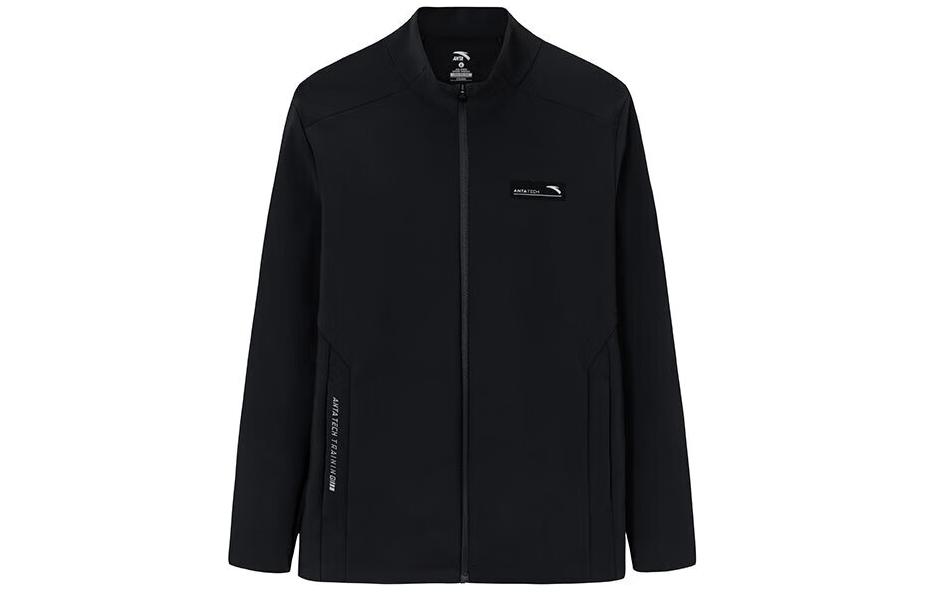 Anta Training Series Solid Black Zip-Up Sports Knit Jacket 152417707S-3