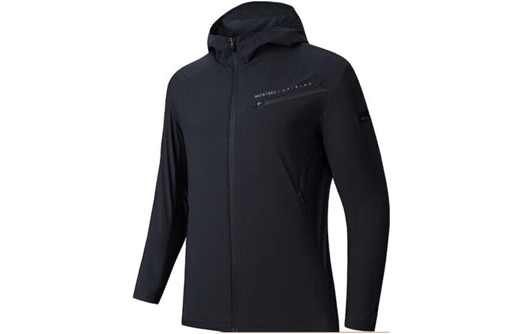 Anta Training Series Solid Color Zip-Up Fleece Hoodie Jacket 152347605-4