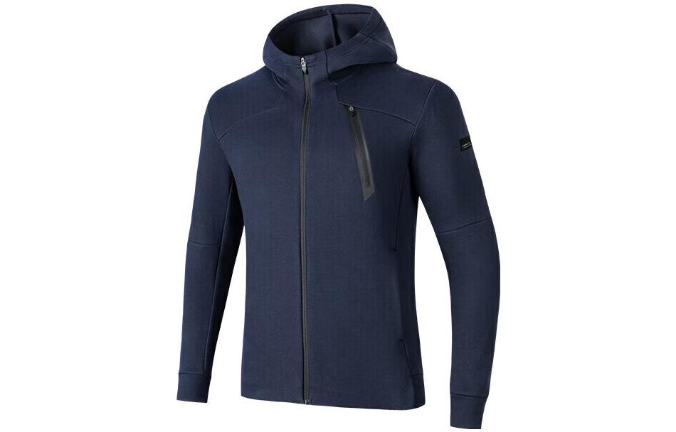 Anta Training Series Solid Color Zip Hoodie Jacket Men’s Midnight Blue 152317733-4