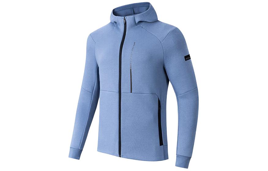 Anta Training Series Solid Color Zip Hoodie Jacket in Serene Blue 152417705-3