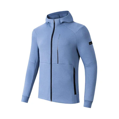 Anta Training Series Solid Color Zip Hoodie Jacket in Serene Blue 152417705-3