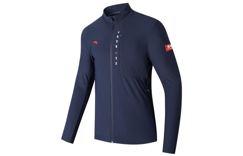 Anta Training Series Solid Logo Print Jacket Midnight Blue - 152227704-3