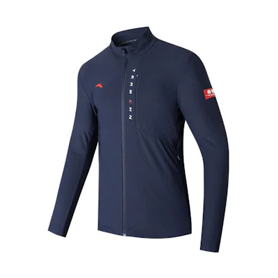 Anta Training Series Solid Logo Print Jacket Midnight Blue - 152227704-3