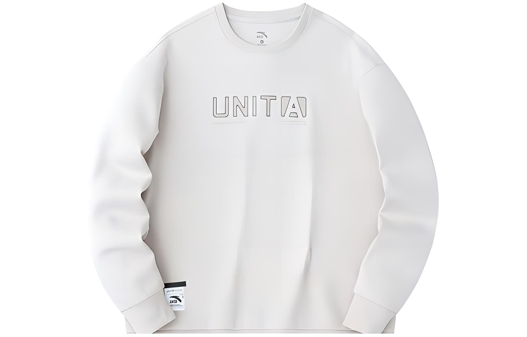 Anta Training Series Stretch Long Sleeve Crewneck Sweatshirt Beige Gray 152417714-1