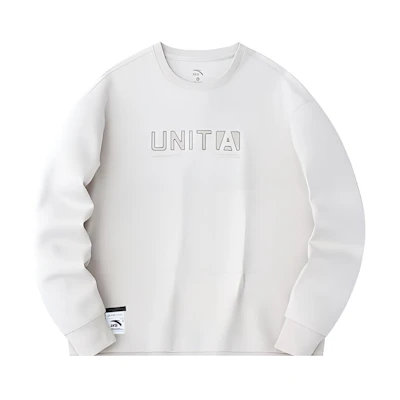 Anta Training Series Stretch Long Sleeve Crewneck Sweatshirt Beige Gray 152417714-1