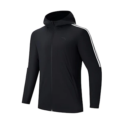 Anta Training Series Striped Zip Hoodie Jacket Black 152417609-3