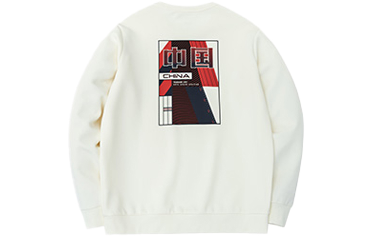 Anta Training Series Text Print Crew Neck Sweatshirt - Qiaomi White 152317706-1