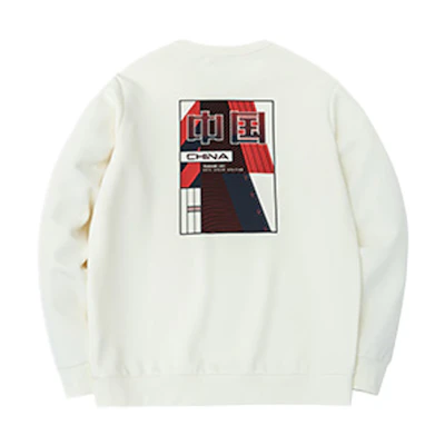 Anta Training Series Text Print Crew Neck Sweatshirt - Qiaomi White 152317706-1
