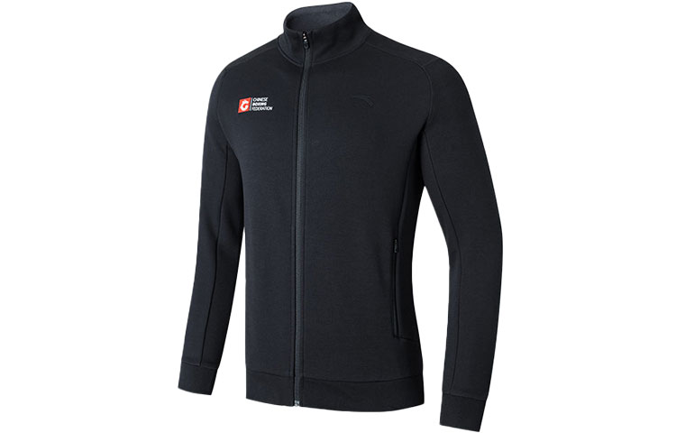 Anta Training Series Thick Knit Sports Logo Jacket - Black 152147747-3