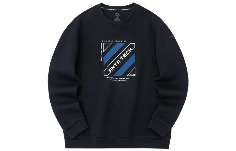 Anta Training Series Unisex Black Letter Patch Pullover Long-Sleeve Sweatshirt 152237737-4