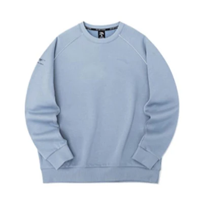 Anta Training Series Unisex Crewneck Fleece Sweatshirt Grey Blue with Logo Print 952237725-4