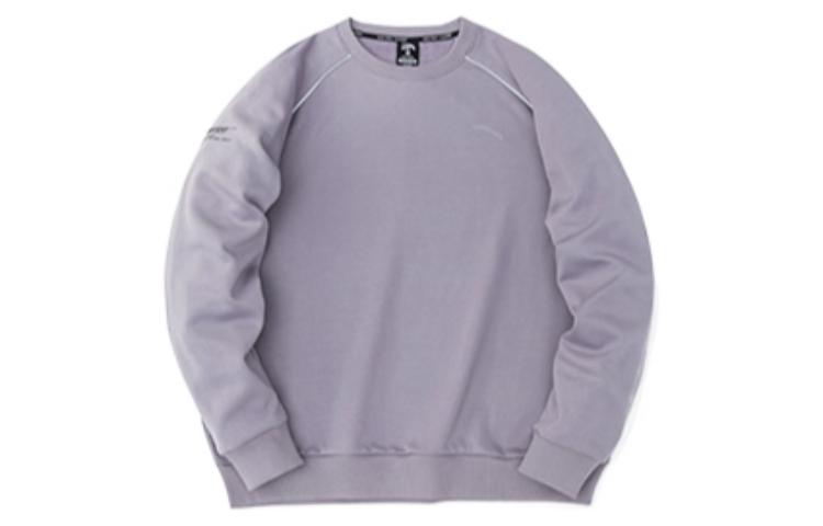 Anta Training Series Unisex Logo Print Fleece Pullover Hoodie - Misty Purple Gray 952237725-6