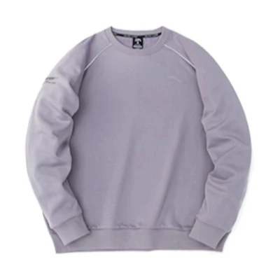 Anta Training Series Unisex Logo Print Fleece Pullover Hoodie - Misty Purple Gray 952237725-6