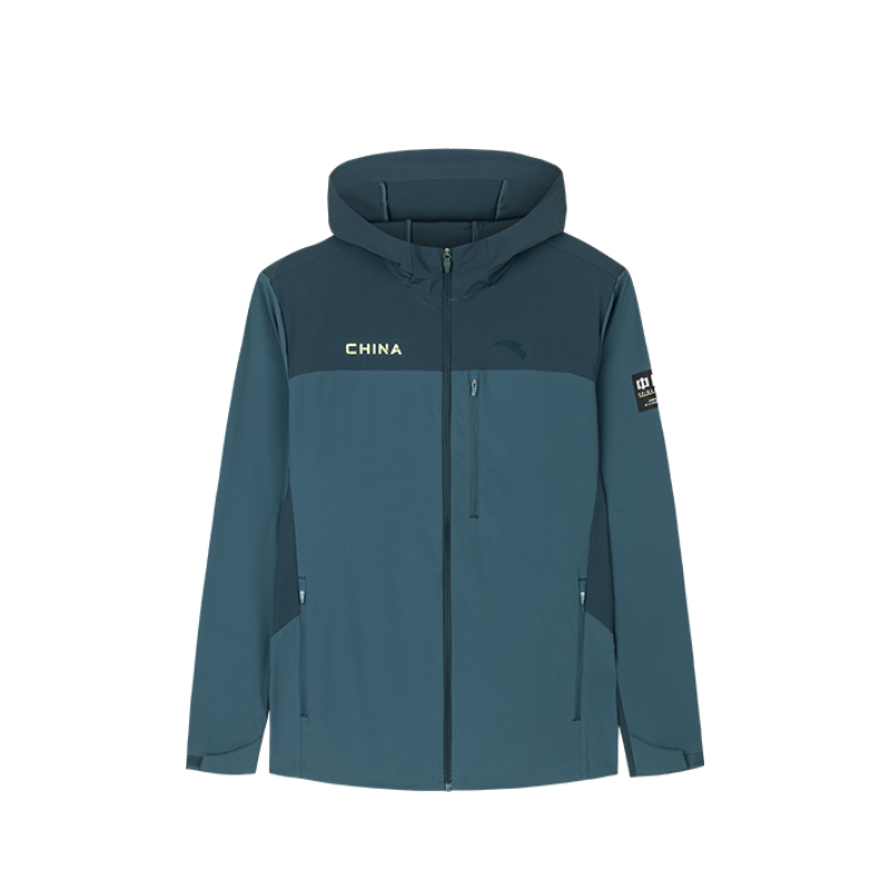 Anta Training Series Water-Resistant Jacket - Pine Green/Sky Green 152437625-1