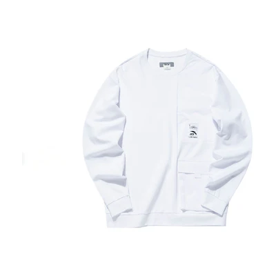 Anta Training Series White Crewneck Pullover Sweatshirt Casual Fit 152137733-1