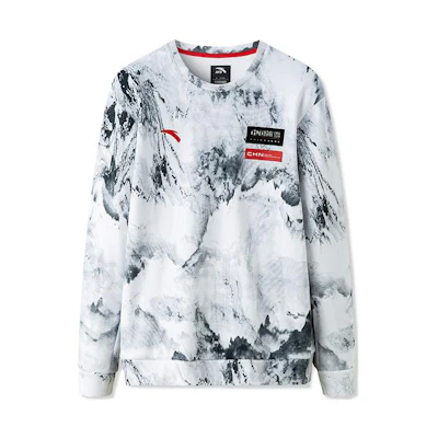 Anta Training Series White Logo Crewneck Fleece Sweatshirt Pure White 152247748-1