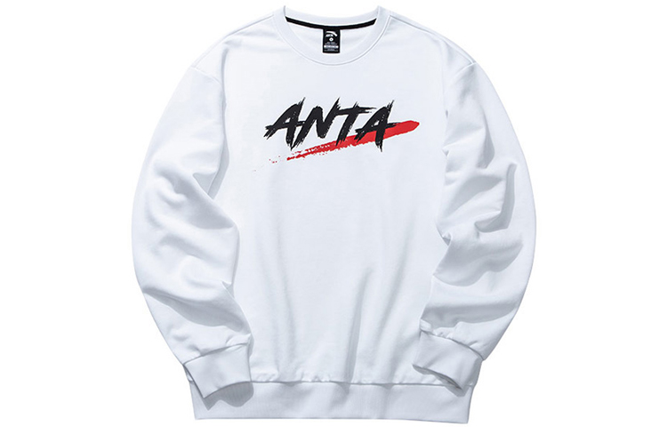 Anta Training Series White Logo Print Pullover Casual Sweatshirt 952037734-1