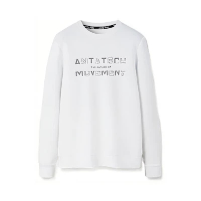 Anta Training Series White Logo Pullover Fleece Sweatshirt 152247702-1