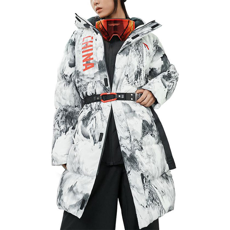 Purchase 안타 트레이닝 화이트 로고 프린트 집업 롱패딩 후드 재킷 유니섹스 152317901-1