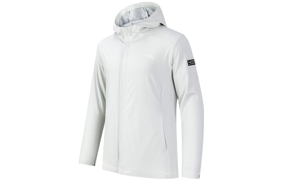 Anta Training Series White Zip-Up Hoodie Jacket with Logo Print for Men 152237608-1