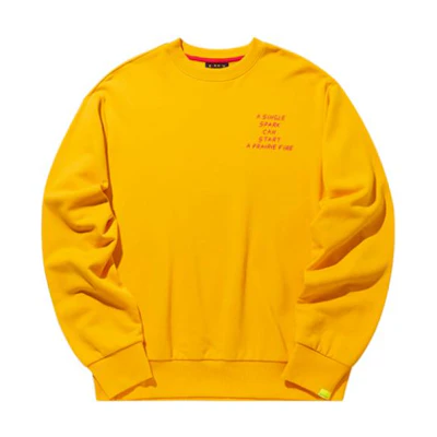 Anta Training Series Yellow Graphic Print Loose Fit Crew Neck Sweatshirt Mens 95937721-2
