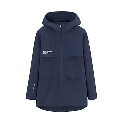 Anta Training Series Zip Hoodie Jacket with Logo Print - Midnight Blue 952317611-2