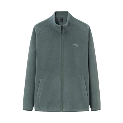 Anta Training Series Zipper Fleece Jacket for Men - Aquatic Green 952347706-1