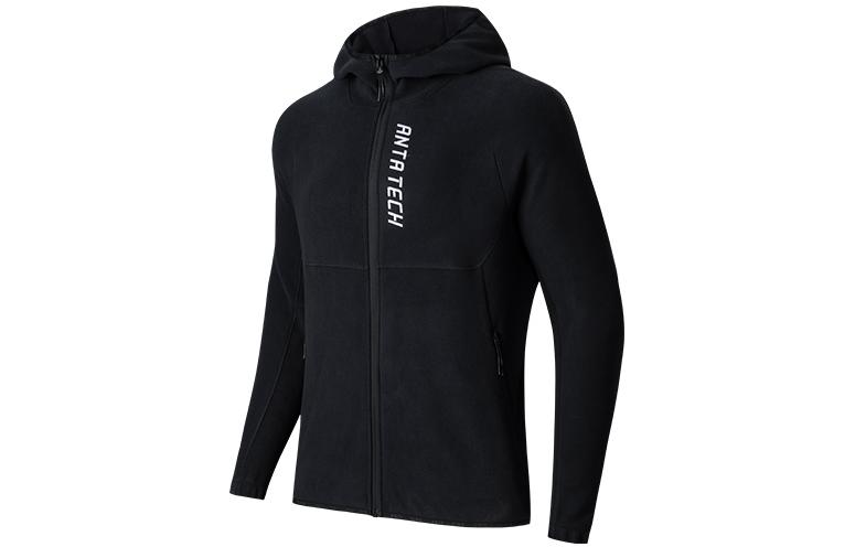 Anta Training Zip-Up Hooded Fleece Jacket Black - 952347702-4