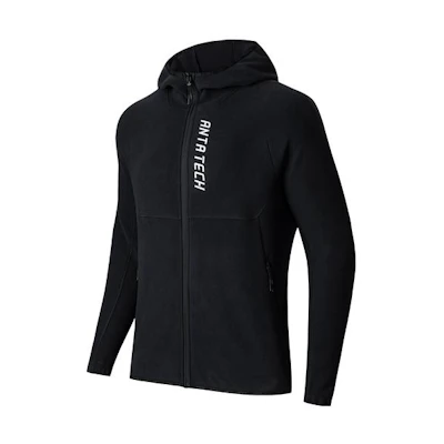 Anta Training Zip-Up Hooded Fleece Jacket Black - 952347702-4