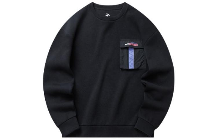Anta Unisex Black Crewneck Long-Sleeve Sweatshirt with Back Print Design 152218710-2