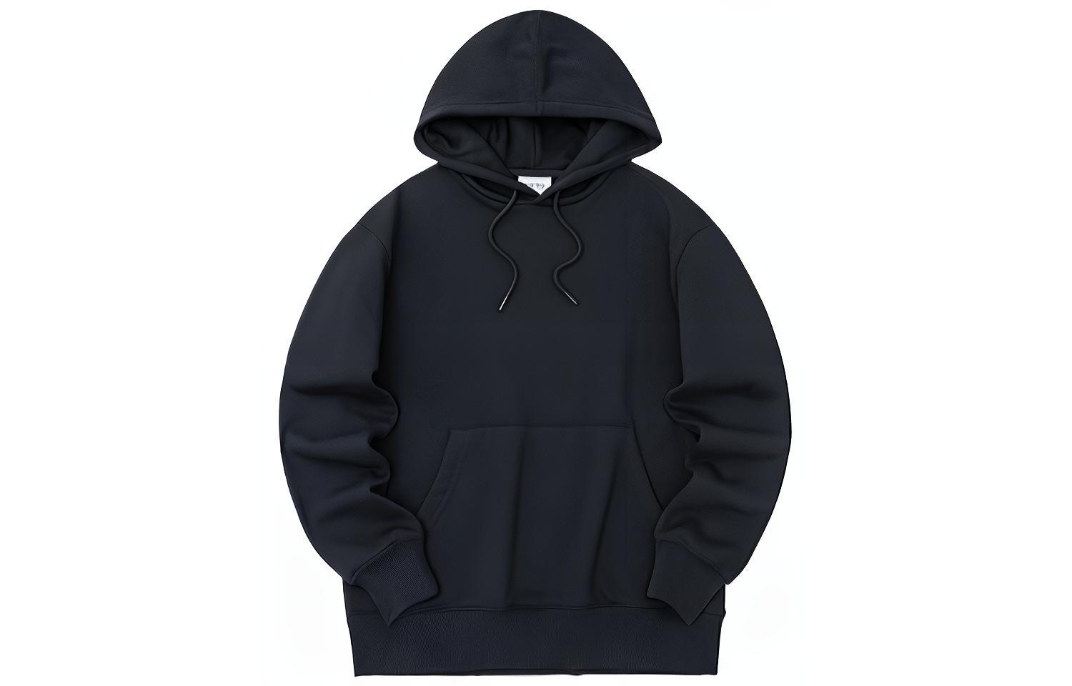 Anta Unisex Black Hoodie with Kangaroo Pocket and Drawstring 172238713-3