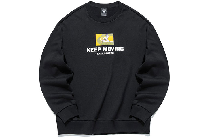 Anta Unisex Black Pullover Sweatshirt with Letter Print - Lifestyle Series 952138732-2