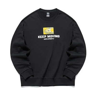 Anta Unisex Black Pullover Sweatshirt with Letter Print - Lifestyle Series 952138732-2