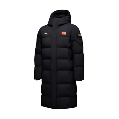Anta Unisex Black Water-Resistant Long Down Jacket - Thickened Casual Sportswear 452340107-1