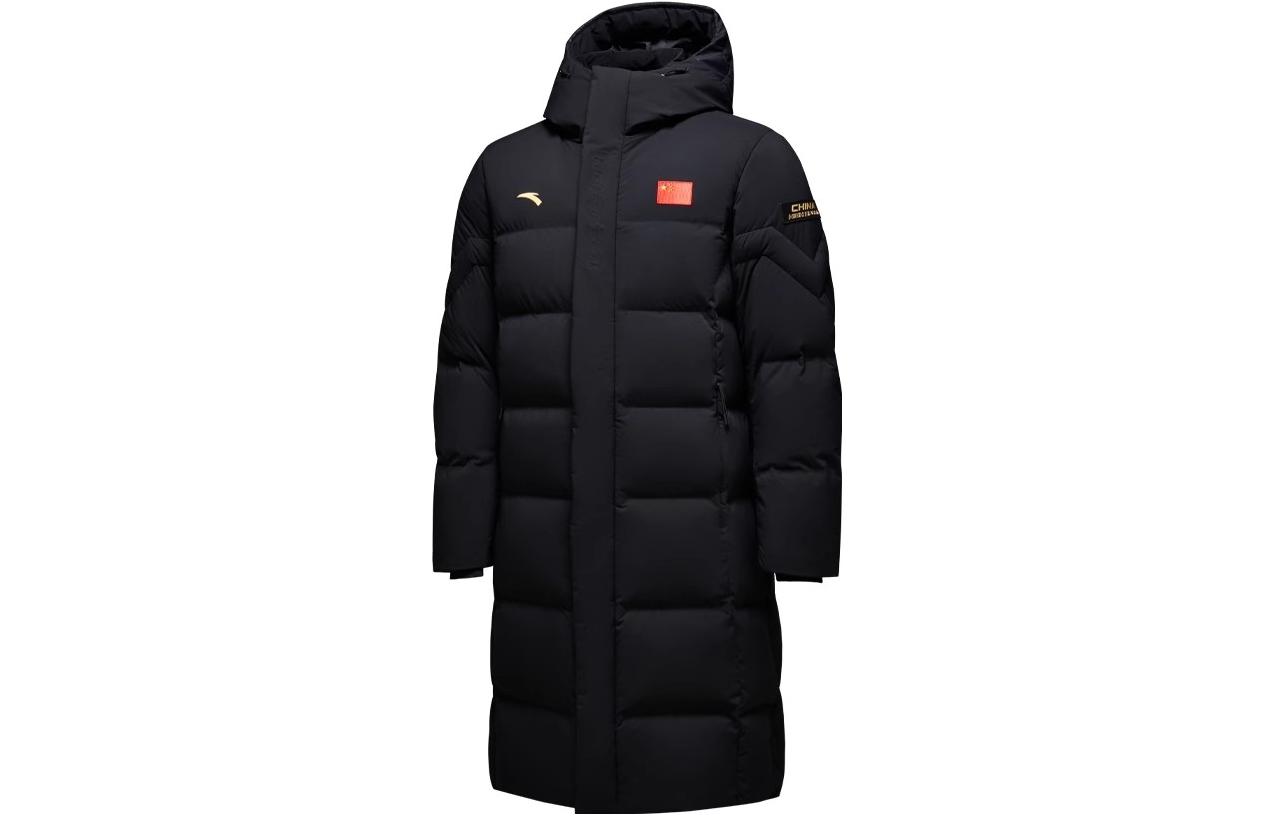 Order Anta Unisex Black Water-Resistant Long Down Jacket - Thickened Casual Sportswear 452340107-1