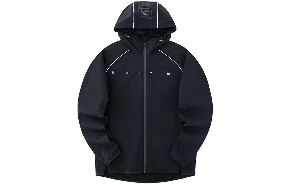 Anta Unisex Black Zip-Up Hoodie Jacket with Printed Logo Design 152237618-2