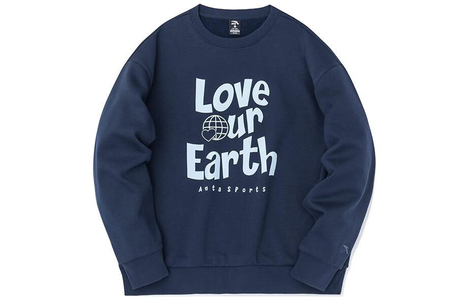 Anta Unisex Crewneck Sweatshirt Navy - Thick, Fleece-Lined, Relaxed Fit 952248713-4